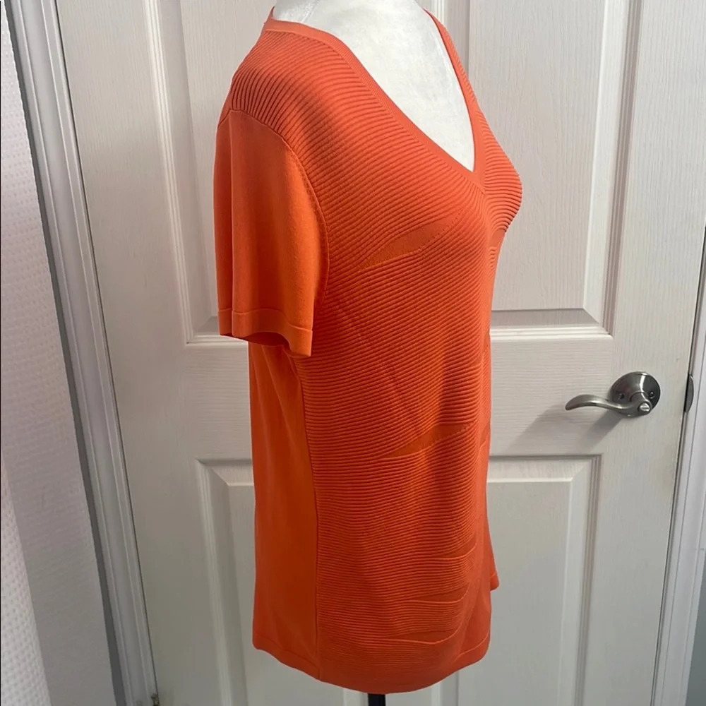 Piccadilly Canada Classic Orange V-Neck Short Sleeve Light Sweater Size XSmall - Picture 5 of 10